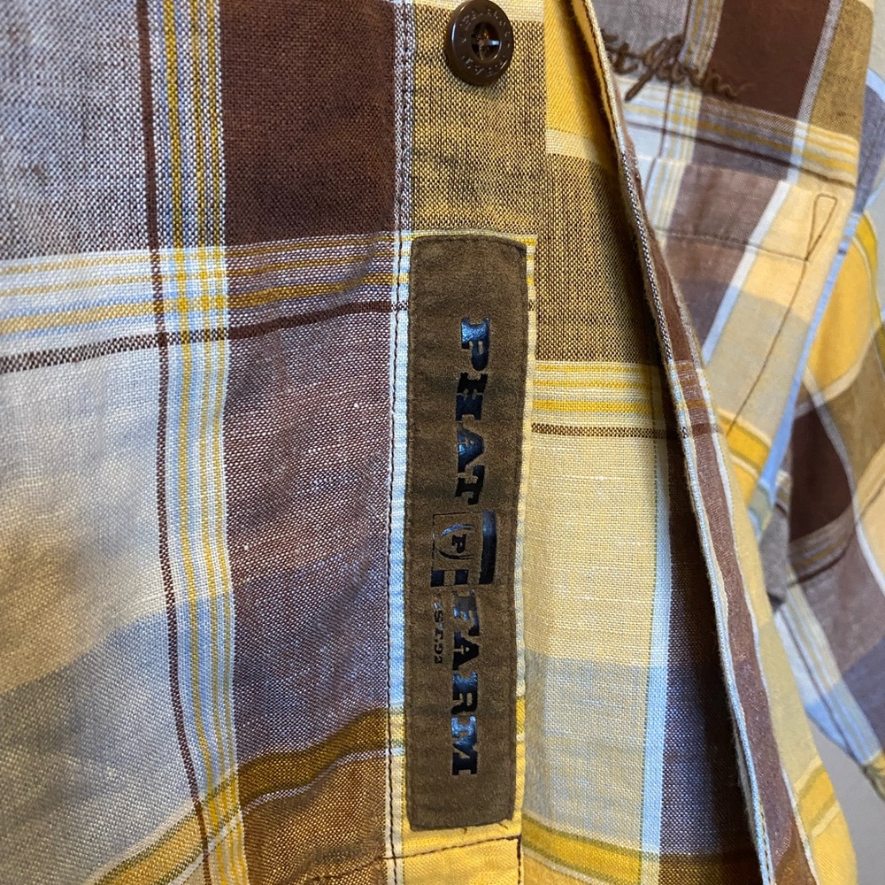 Phat Farm Blue, Yellow, and Brown Plaid Shirt - Picture 5 of 11